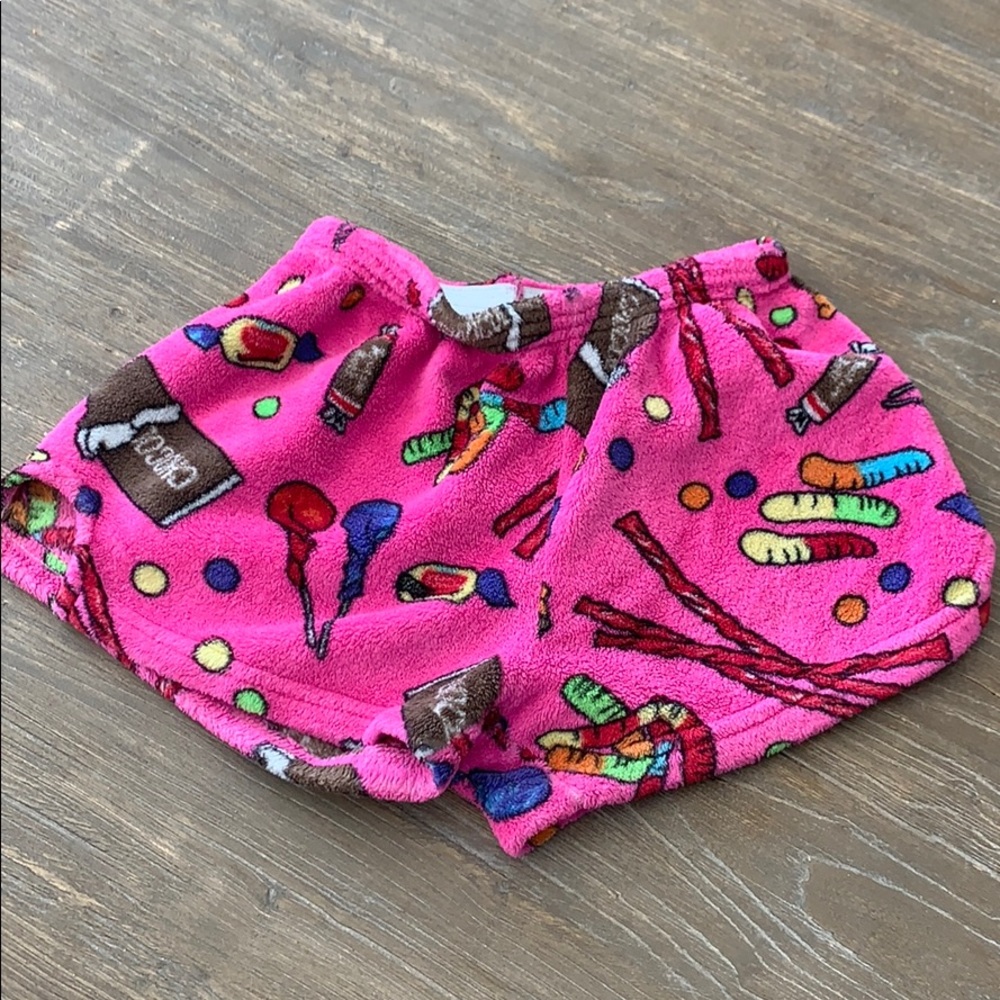 Adorable candy fuzzy PJ shorts